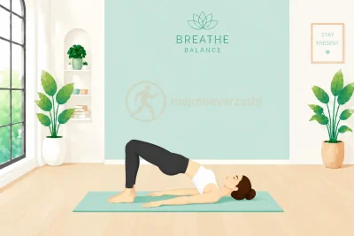 حرکت پل در یوگا Bridge Pose تقویت کمر و عضلات باسن، مجموعه ورزشی