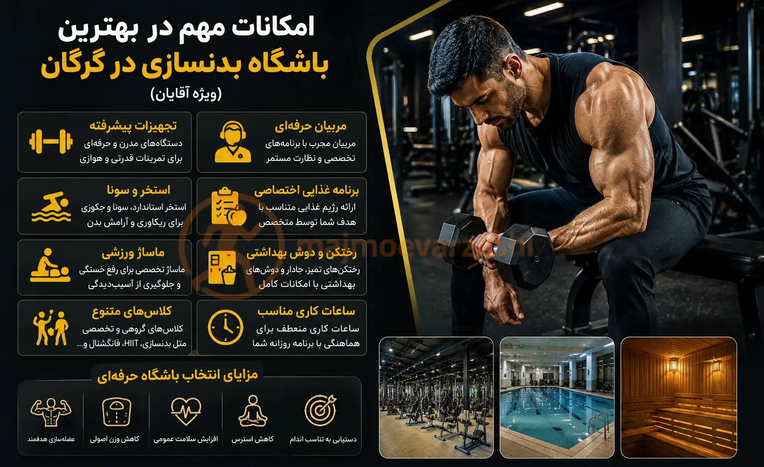 امکانات مهم در بهترین باشگاه بدنسازی در گرگان (ویژه آقایان)،مجموعه ورزشی