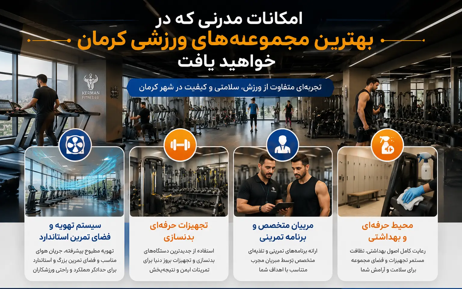 امکانات مدرنی که در بهترین مجموعه‌های ورزشی کرمان خواهید یافت، مجموعه ورزشی
