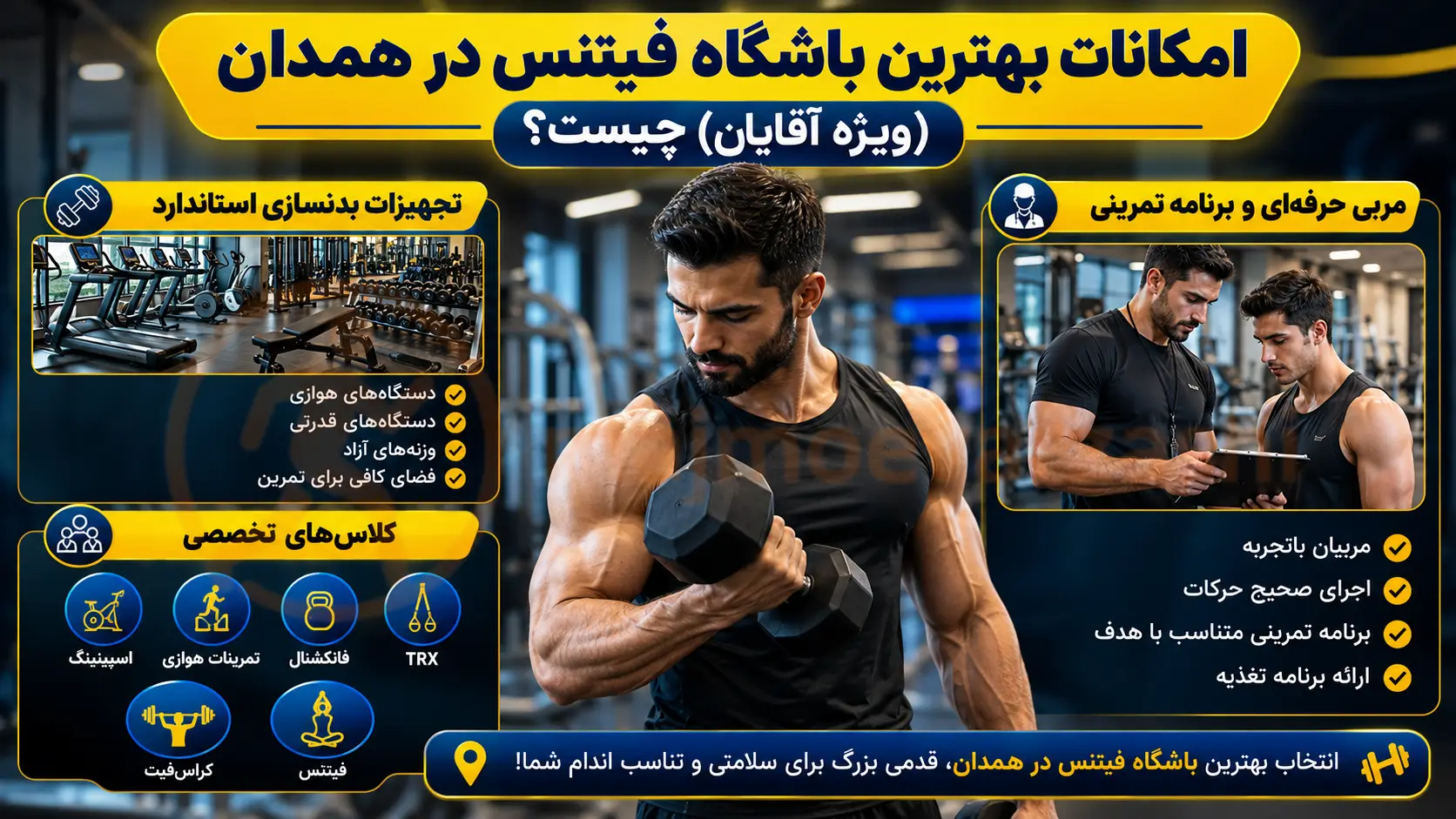 امکانات بهترین باشگاه فیتنس در همدان (ویژه آقایان) چیست؟، مجموعه ورزشی